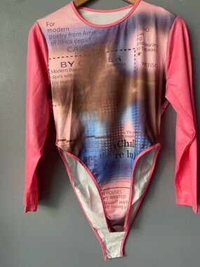 Pink Long-Sleeve Graphic Women’s Bodysuit